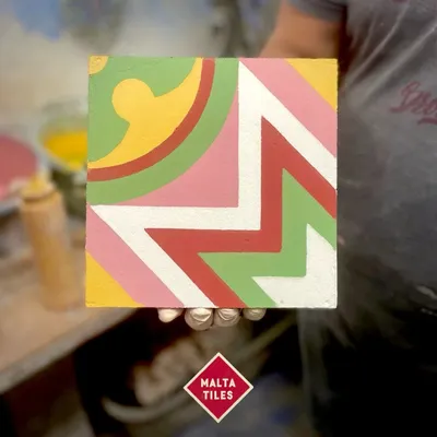 A decorative handmade Maltese cement tile